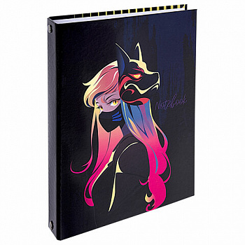 Тетрадь на кольцах А5 165х215 мм, 120 листов, твердый картон, клетка, BRAUBERG, "Anime Girl"