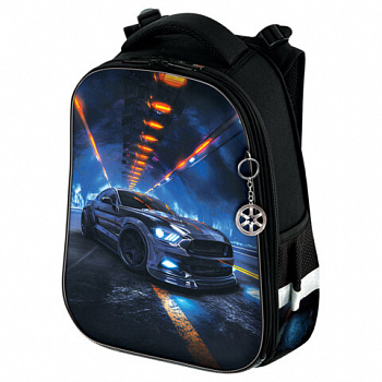 Ранец BRAUBERG ORIGINAL, 2 отделения, с брелком, "Tunnel car", 38х29х16 см