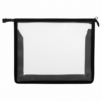 Папка для тетрадей ПИФАГОР А5, пластик, молния сверху, прозрачная, черный