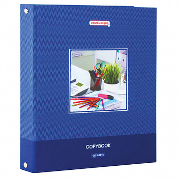 Тетрадь на кольцах А5 (175х215 мм), 120 листов, твердый картон, клетка, ОФИСМАГ, Офисный стиль