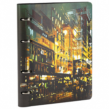 Тетрадь на кольцах А5 (180х220 мм), 80 листов, под кожу, клетка, BRAUBERG VISTA, "Avenue"