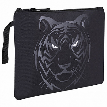 Папка для тетрадей BRAUBERG А5, 1 отделение, полиэстер, на молнии, с ручкой, "Tiger"