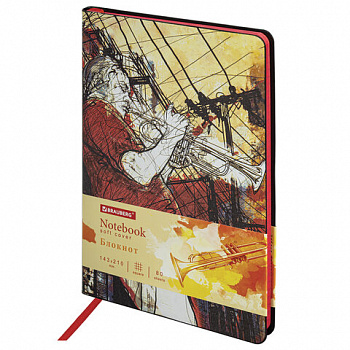 Блокнот А5 (143x210 мм), BRAUBERG VISTA "Jazz", под кожу, гибкий, 80 л.