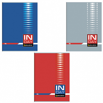 Тетрадь А4, 96 л., BRAUBERG скоба, клетка, обложка картон, "INDAY"