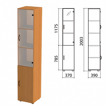 Шкаф закрытый со стеклом "Фея", 370х390х2000 мм, цвет орех милан (КОМПЛЕКТ)