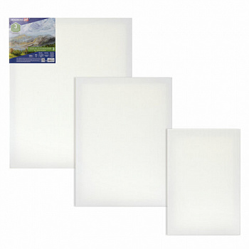 Холсты на подрамнике BRAUBERG ART CLASSIC, НАБОР 3 шт., 380 г/м2, 100% хлопок, среднее зерно