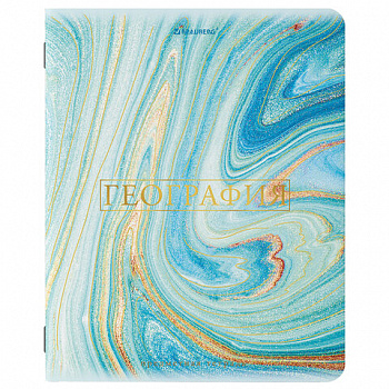 Тетрадь предметная "PASTEL" 48 л., SoftTouch, фольга, ГЕОГРАФИЯ, клетка, BRAUBERG