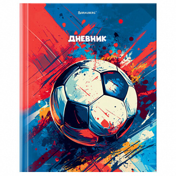 Дневник 1-4 класс 48л, твердый, BRAUBERG, глянцевая ламинация, с подсказом, Футбол