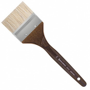 Кисть художественная профессиональная BRAUBERG ART CLASSIC, щетина, флейц, № 75, короткая ручка