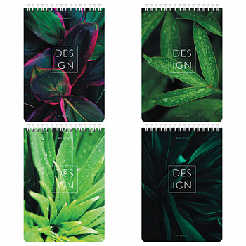 Блокнот А5 (146х206 мм), 80 л., гребень, картон, жесткая подложка, клетка, BRAUBERG, "Растения"