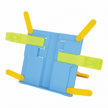 Подставка для книг ЮНЛАНДИЯ, с боковыми зажимами, регулируемый наклон, пластик, голубая