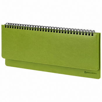 Планинг настольный недатированный (305x140 мм) BRAUBERG "Rainbow", кожзам, 60 л., зеленый