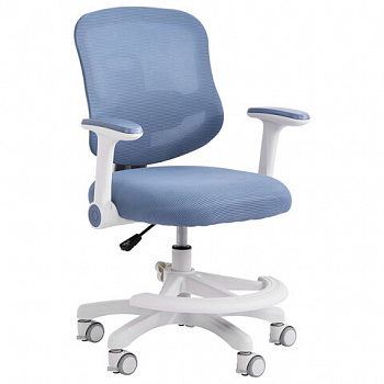 Кресло детское с подставкой для ног BRABIX KIDS MG-215, сетка/ткань TW, голубое