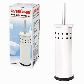 Ершик для унитаза с подставкой, металл, белый, глянцевый, LAIMA