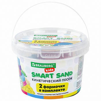 Песок для лепки кинетический BRAUBERG KIDS, синий, 500 г, 2 формочки, ведерко