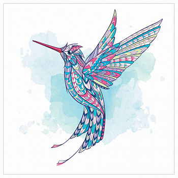 Картина стразами (алмазная мозаика) сияющая 30х30 см ОСТРОВ СОКРОВИЩ "Красочный полёт", без подрамника