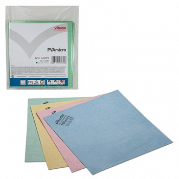 Салфетка VILEDA "ПВАмикро", КОМПЛЕКТ 5 шт., искусственная замша, зеленая, 35х38 см