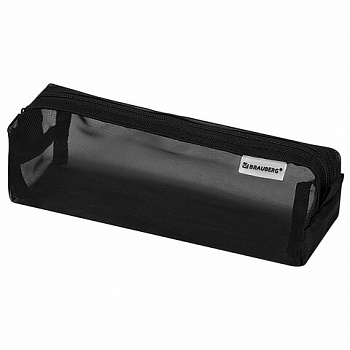 Пенал-тубус BRAUBERG, сетка, 22х5х5 см, черный