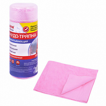 Салфетка протирочная 3D-СУПЕРВПИТЫВАЮЩАЯ PVA-замша 43x32 см, в тубе, розовая, LAIMA HOME