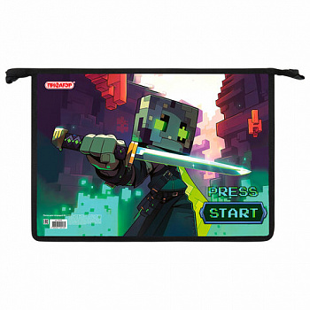 Папка для тетрадей ПИФАГОР А4, 1 отделение, картон/пластик, на молнии, "Sharp sword"