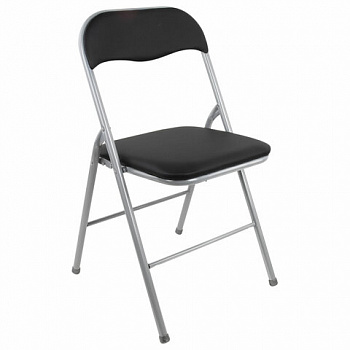 Стул складной BRABIX "Golf CF-007", серебристый каркас, кожзам чёрный