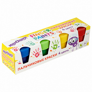 Краски пальчиковые для малышей от 1 года, классические цвета, 4 по 35 мл, ЮНЛАНДИЯ