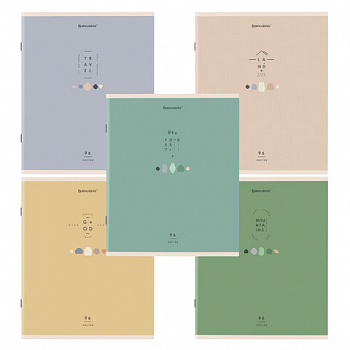 Тетрадь А5 96 л. BRAUBERG скоба, линия, обложка картон, "Natural" (микс в спайке)