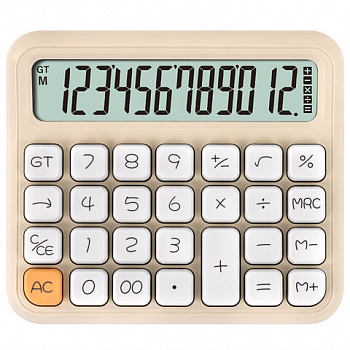 Калькулятор настольный BRAUBERG KW-1000-BG (152x132 мм), 3D-кнопки, 12 разрядов, бежевый