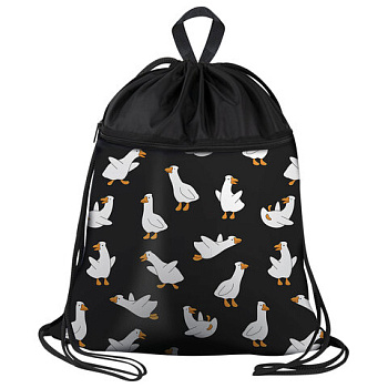 Мешок для обуви BRAUBERG БОЛЬШОЙ, с ручкой, карман на молнии, сетка, 49х41 см, "Crazy geese"