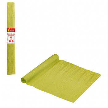 Бумага гофрированная/креповая, 110 г/м2, 50х250 см, желто-зеленая, в рулоне, ОСТРОВ СОКРОВИЩ