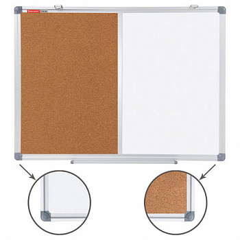 Доска комбинированная: магнитно-маркерная, пробковая для объявлений 45х60 см, BRAUBERG Extra