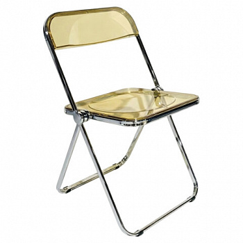 Стул складной прозрачный янтарный BRABIX "Glam CF-020", хромированный каркас, пластик