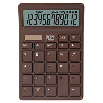 Калькулятор настольный BRAUBERG CH-12-BR (153х103 мм),12 разрядов, двойное питание, коричневый
