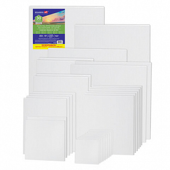 Холсты на картоне НАБОР 30 штук в коробе, хлопок, грунт, 280 г/м2, BRAUBERG ART CLASSIC