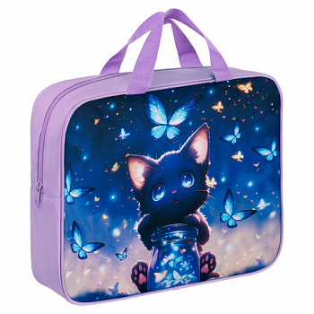 Папка на молнии с ручками BRAUBERG А4, 1 отделение, полиэстер, 80 мм, "Night catcher"