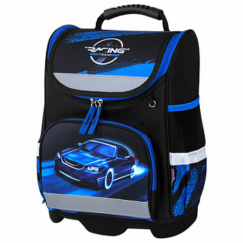 Ранец ЮНЛАНДИЯ WISE, 1 отделение, 3 кармана, устойчивое дно, "Speed race", 37x29х15 см