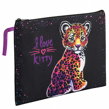 Папка для тетрадей BRAUBERG А4, 1 отделение, полиэстер, на молнии, с ручкой, "Leopard"