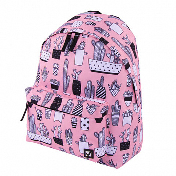 Рюкзак BRAUBERG СИТИ-ФОРМАТ универсальный, "Kaktusy", розовый, 41х32х14 см