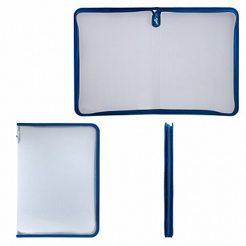 Папка для документов и тетрадей на молнии пластиковая BRAUBERG А4, 320х230 мм, прозрачная