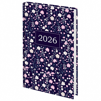 Ежедневник датированный 2026 145х215 мм, А5, STAFF, ламинированная обложка, "Flowers"