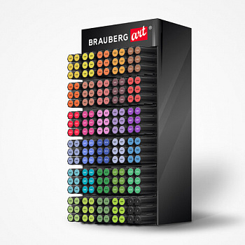 Дисплей настольный для размещения маркеров для скетчинга BRAUBERG ART, 30 ячеек, 180 маркеров (в комплект не входят)