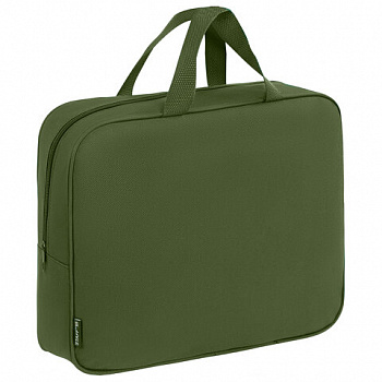 Папка на молнии с ручками STAFF EVERYDAY А4, 1 отделение, полиэстер, 80мм, хаки