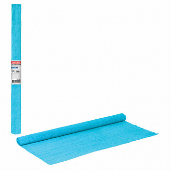 Бумага гофрированная/креповая, 32 г/м2, 50х250 см, голубая, в рулоне, BRAUBERG