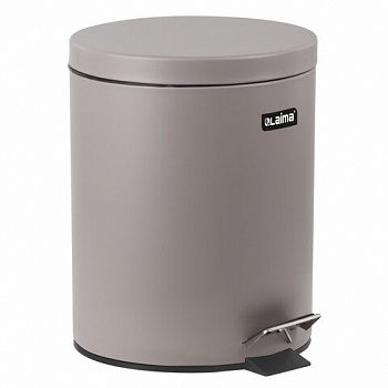 Ведро мусорное с педалью 12 литров "Classic", СЕРОЕ МАТОВОЕ, металлическое, со съемным внутренним ведром, LAIMA