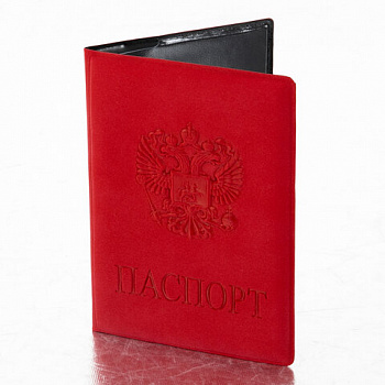 Обложка для паспорта, мягкий полиуретан, "Герб", красная, STAFF