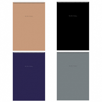 Блокнот БОЛЬШОЙ ФОРМАТ А4 198х297 мм, 80 л., гребень, подложка, клетка, BRAUBERG "Minimal Classic"