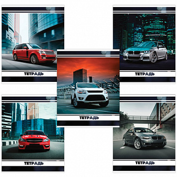 Тетрадь А5, 48 л., BRAUBERG, скоба, клетка, обложка картон, МАШИНЫ