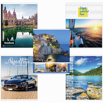 Тетрадь А5, 48 л., BRAUBERG, скоба, линия, обложка картон, МИКС