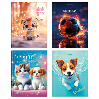 Дневник 1-4 класс 48л, твердый, BRAUBERG, глянцевая ламинация, с подсказом, МИКС УНИВЕРСАЛЬНЫЙ