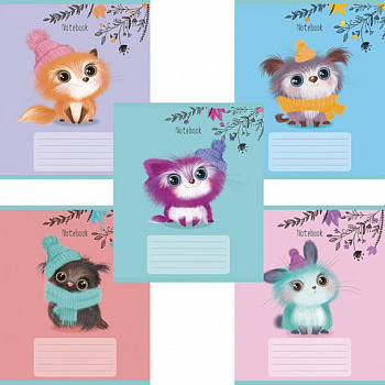 Тетрадь 12 л., ПЗБМ, клетка, фольга, "Шмяк!" (5 видов)